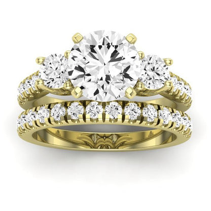 Primrose Moissanite Matching Band Only ( Engagement Ring Not Included) For Ring With Round Center yellowgold