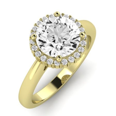 Calla Lily Moissanite Matching Band Only (does Not Include Engagement Ring) For Ring With Round Center yellowgold
