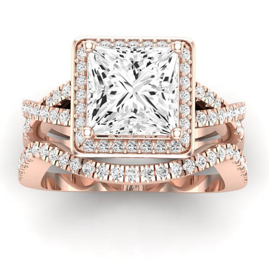 Moonflower Diamond Matching Band Only ( Engagement Ring Not Included) For Ring With Princess Center rosegold