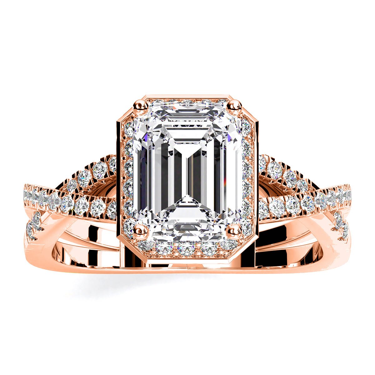 Moonflower Emerald Diamond Engagement Ring (Lab Grown Igi Cert) rosegold