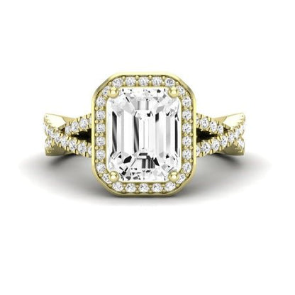 Moonflower Emerald Moissanite Bridal Set yellowgold