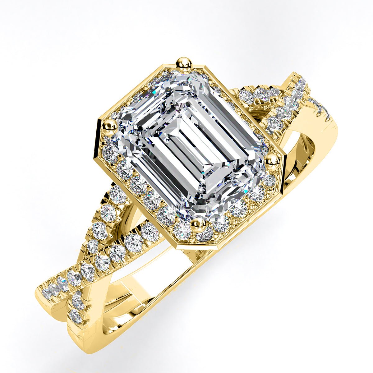 Moonflower Emerald Moissanite Engagement Ring yellowgold