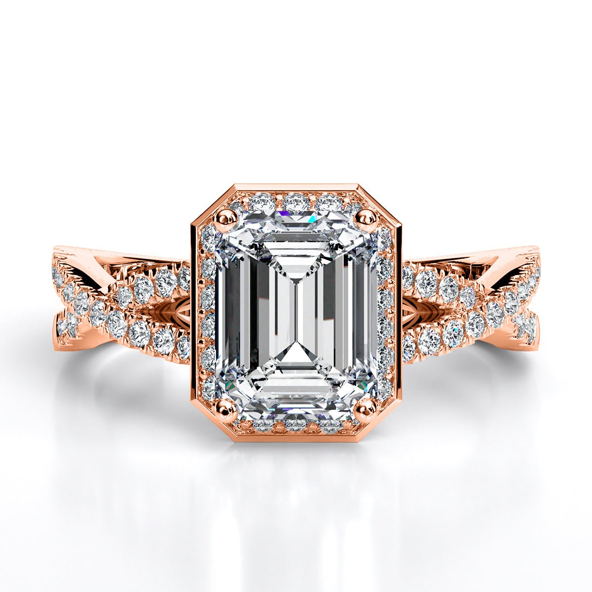 Moonflower Emerald Moissanite Engagement Ring rosegold