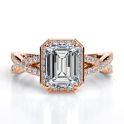 Moonflower Emerald Moissanite Engagement Ring rosegold