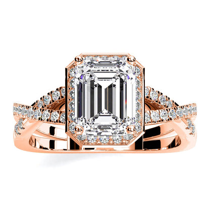 Moonflower Emerald Moissanite Engagement Ring rosegold