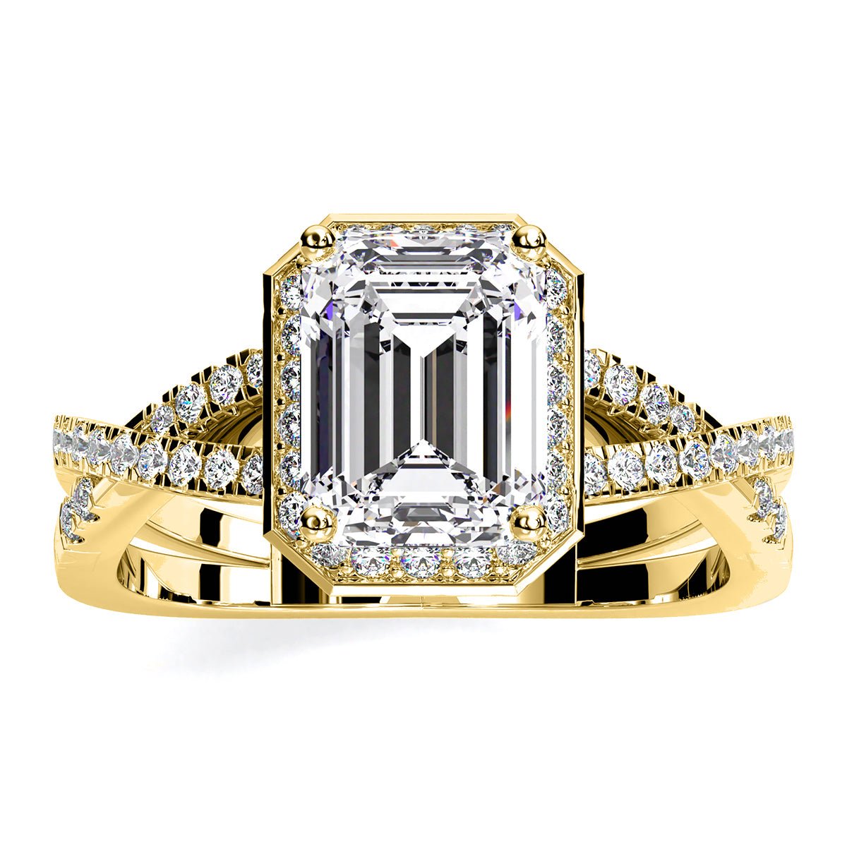 Moonflower Emerald Moissanite Engagement Ring yellowgold