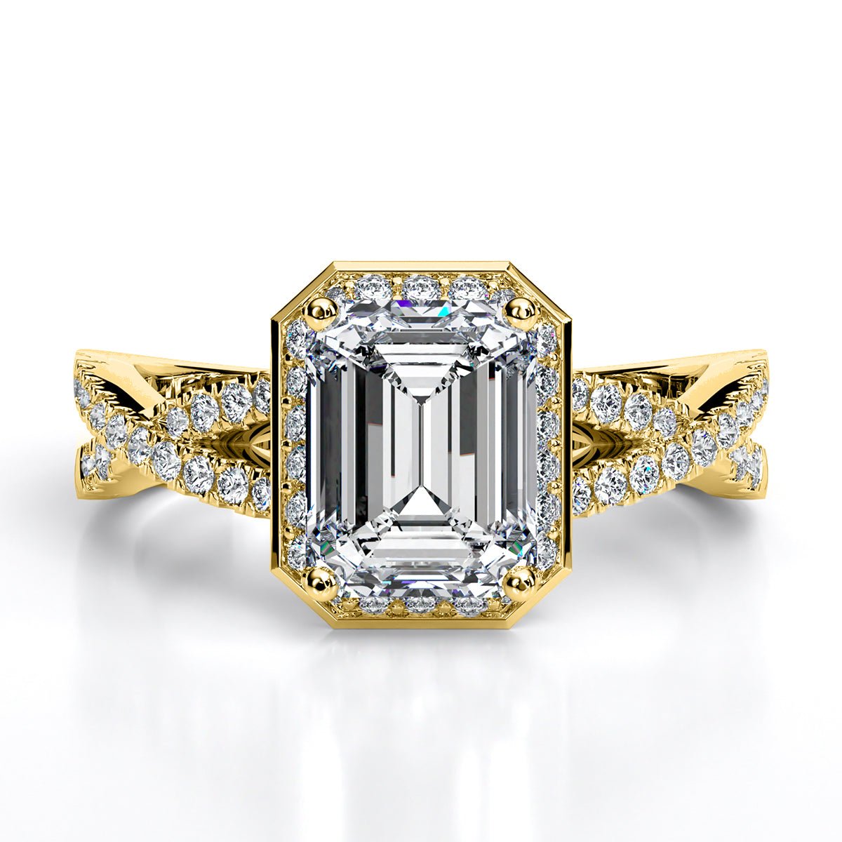 Moonflower Emerald Moissanite Engagement Ring yellowgold