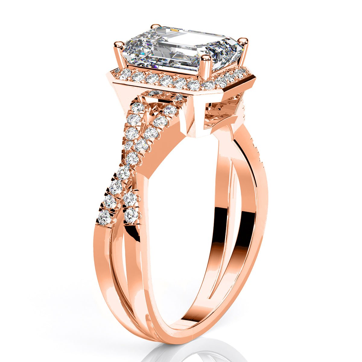Moonflower Emerald Moissanite Engagement Ring rosegold