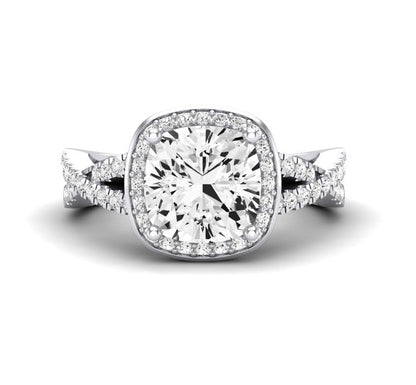 Moonflower Cushion Diamond Engagement Ring (Lab Grown Igi Cert) whitegold