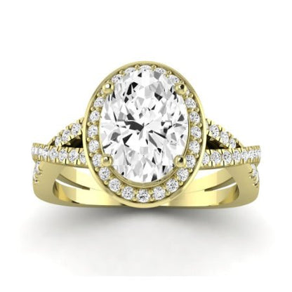 Moonflower Oval Moissanite Bridal Set yellowgold