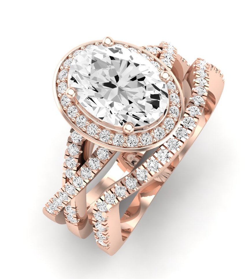 Moonflower Oval Moissanite Bridal Set rosegold