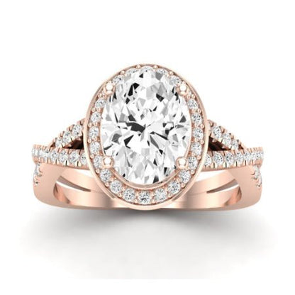 Moonflower Oval Moissanite Bridal Set rosegold