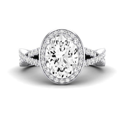 Moonflower Oval Moissanite Bridal Set whitegold