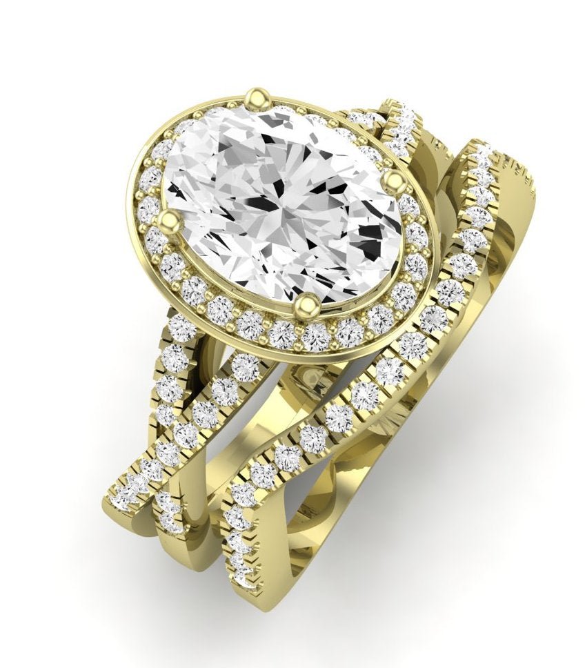 Moonflower Oval Moissanite Bridal Set yellowgold