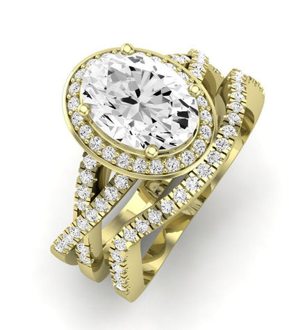 Moonflower Oval Moissanite Bridal Set yellowgold