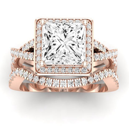 Moonflower Princess Moissanite Bridal Set rosegold