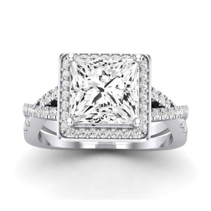 Moonflower Princess Moissanite Bridal Set whitegold