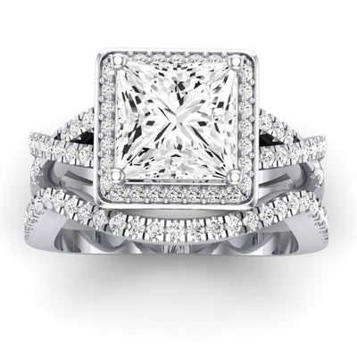 Moonflower Princess Moissanite Bridal Set whitegold