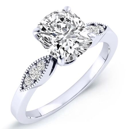 Mulberry Diamond Matching Band Only (engagement Ring Not Included) For Ring With Cushion Center whitegold