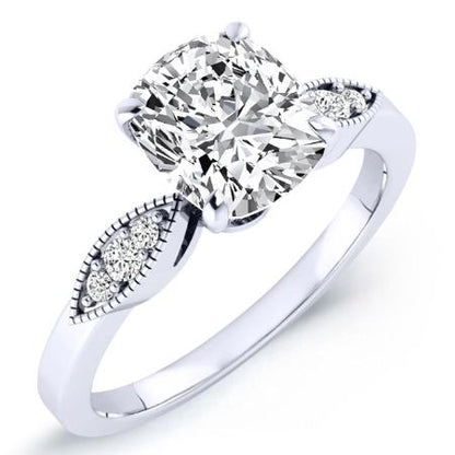 Mulberry Diamond Matching Band Only (engagement Ring Not Included) For Ring With Cushion Center whitegold