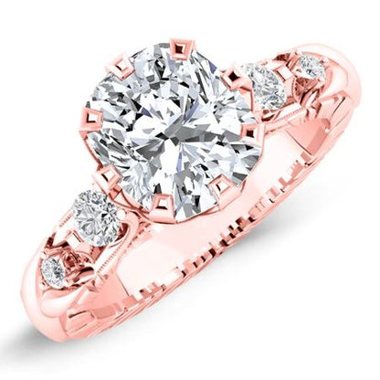 Oleana Diamond Matching Band Only (engagement Ring Not Included) For Ring With Cushion Center rosegold