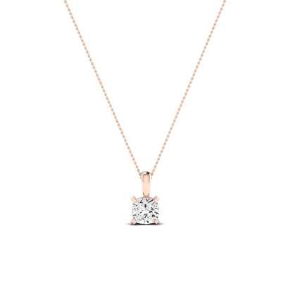 Orchid Cushion Cut Moissanite Solitaire Necklace rosegold