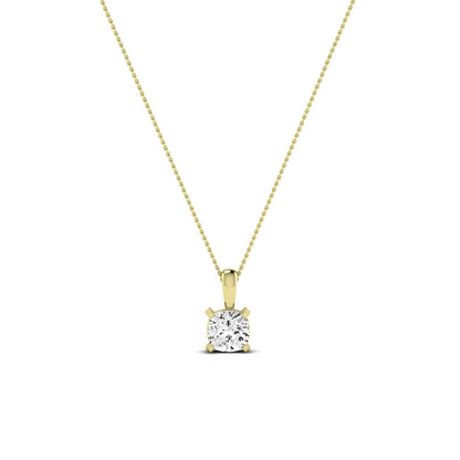 Orchid Cushion Cut Moissanite Solitaire Necklace yellowgold