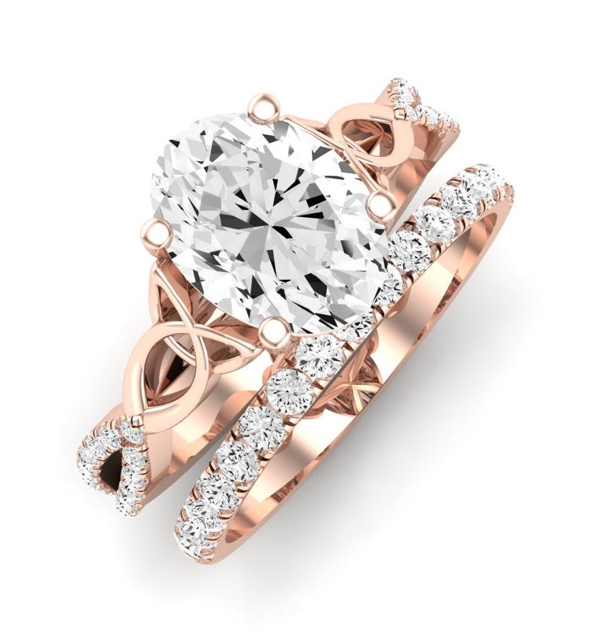 Pavonia Diamond Matching Band Only (does Not Include Engagement Ring)  For Ring With Oval Center rosegold