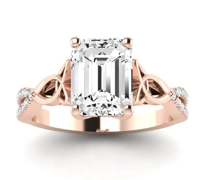 Pavonia Emerald Diamond Engagement Ring (Lab Grown Igi Cert) rosegold