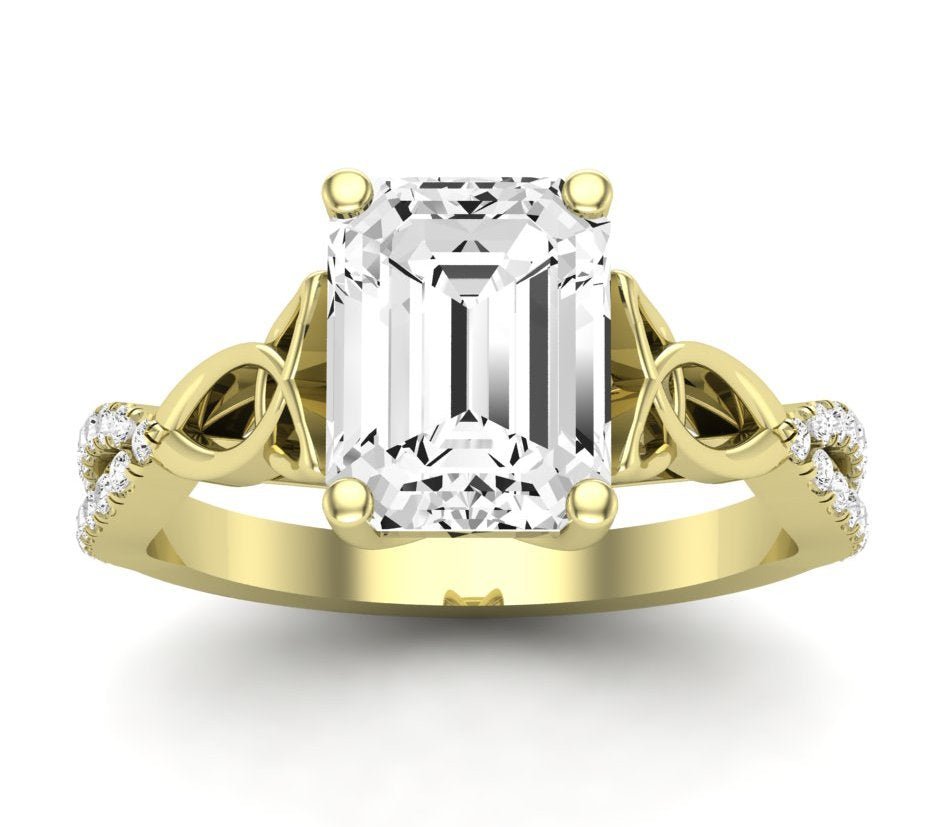 Pavonia Emerald Diamond Engagement Ring (Lab Grown Igi Cert) yellowgold