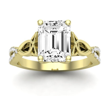 Pavonia Emerald Diamond Engagement Ring (Lab Grown Igi Cert) yellowgold