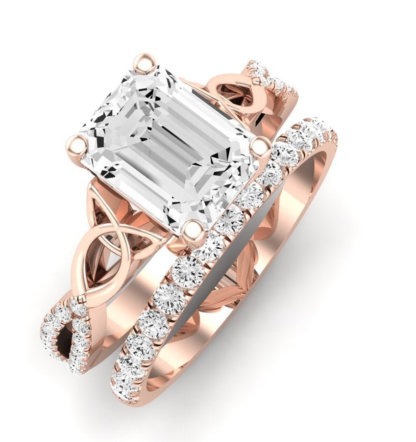 Pavonia Emerald Moissanite Bridal Set rosegold
