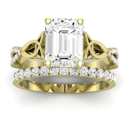 Pavonia Emerald Moissanite Bridal Set yellowgold