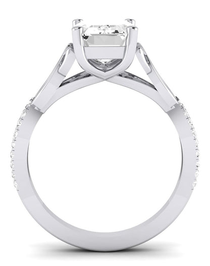 Pavonia Emerald Moissanite Engagement Ring whitegold