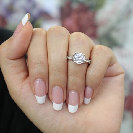 Pavonia Round Moissanite Engagement Ring whitegold