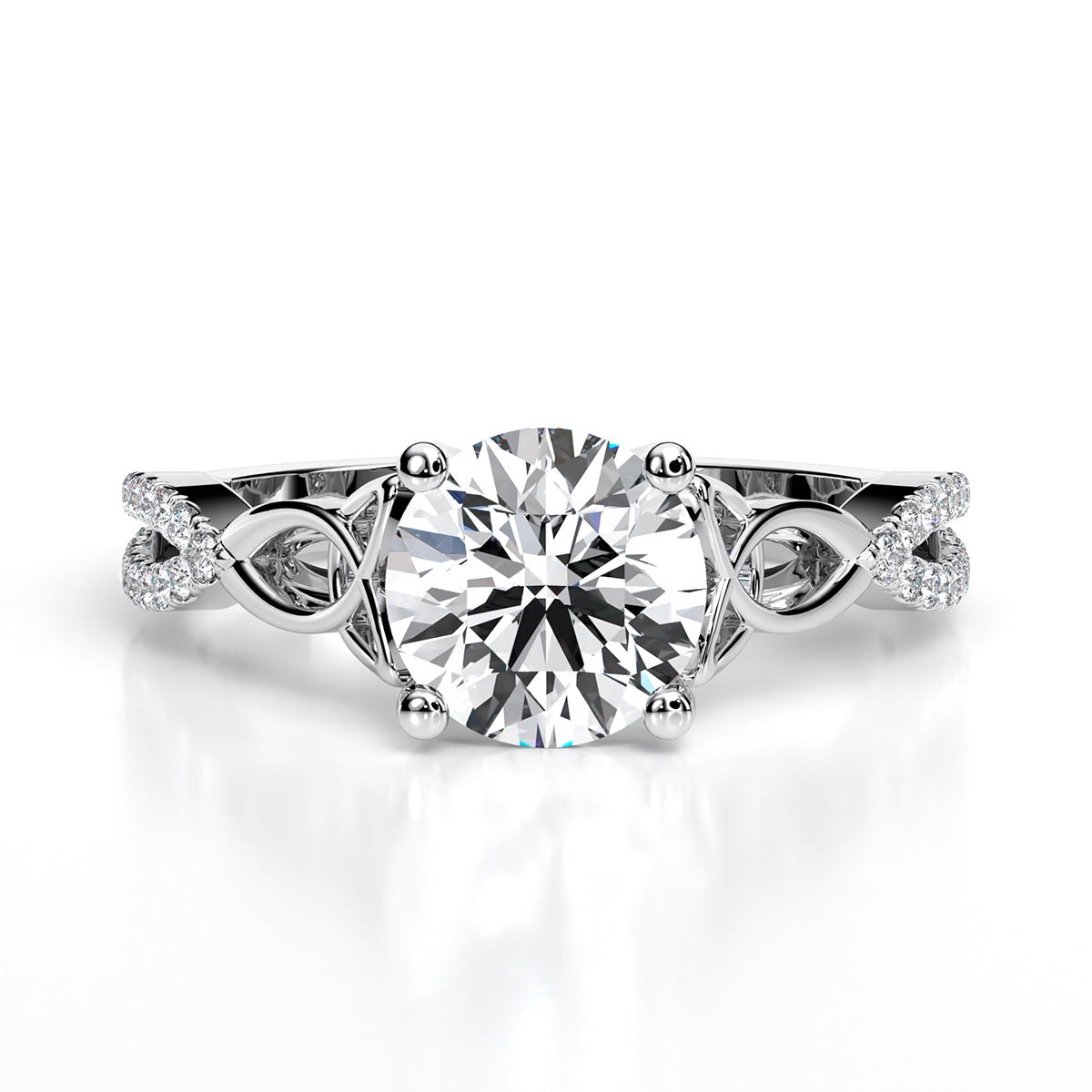 Pavonia Round Moissanite Engagement Ring whitegold