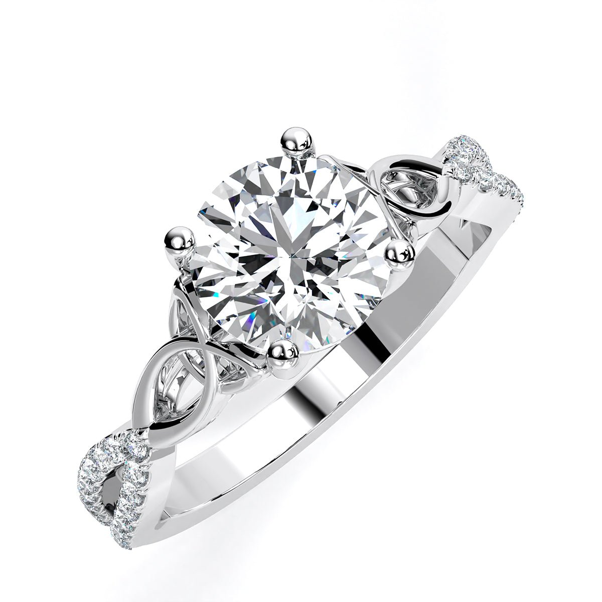 Pavonia Round Moissanite Engagement Ring whitegold