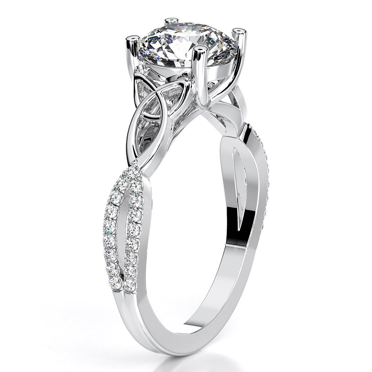 Pavonia Round Moissanite Engagement Ring whitegold