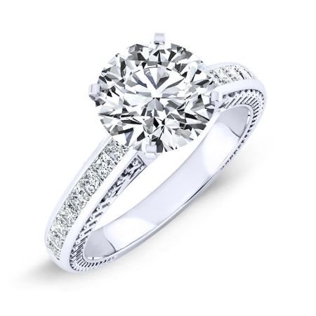 Peony Diamond Matching Band Only (engagement Ring Not Included) For Ring With Round Center whitegold