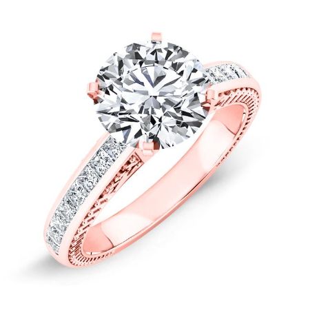 Peony Round Moissanite Bridal Set rosegold