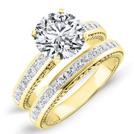 Peony Round Moissanite Bridal Set yellowgold