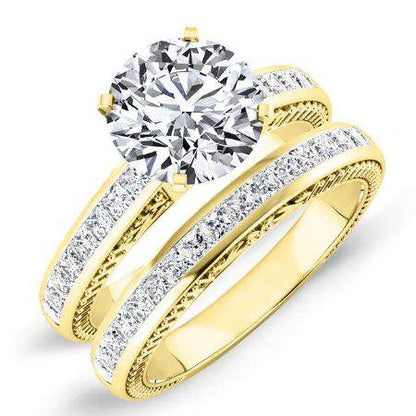 Peony Round Moissanite Bridal Set yellowgold