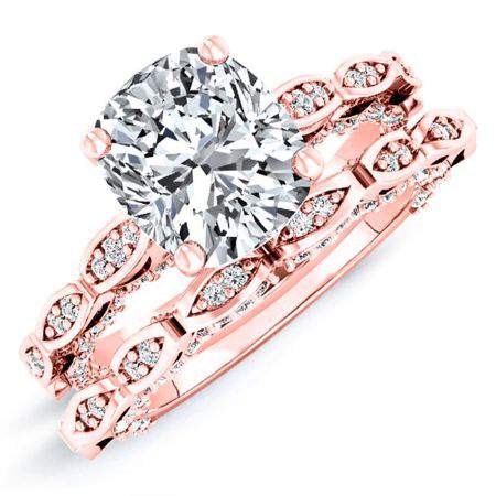 Peregrine Cushion Moissanite Bridal Set rosegold