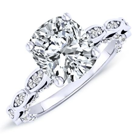 Peregrine Cushion Moissanite Bridal Set whitegold
