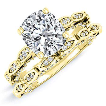 Peregrine Cushion Moissanite Bridal Set yellowgold