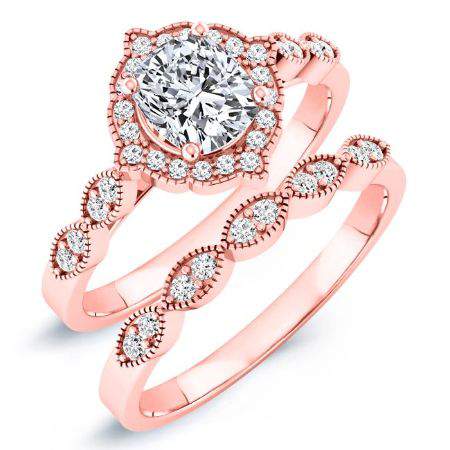 Petal Cushion Moissanite Bridal Set rosegold