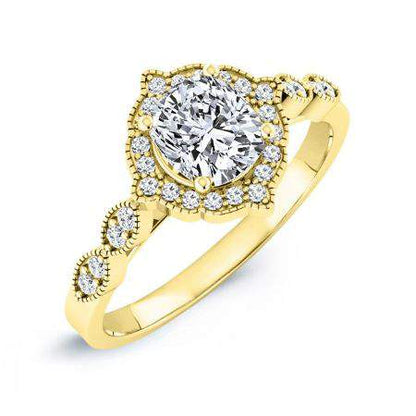 Petal Cushion Moissanite Engagement Ring yellowgold