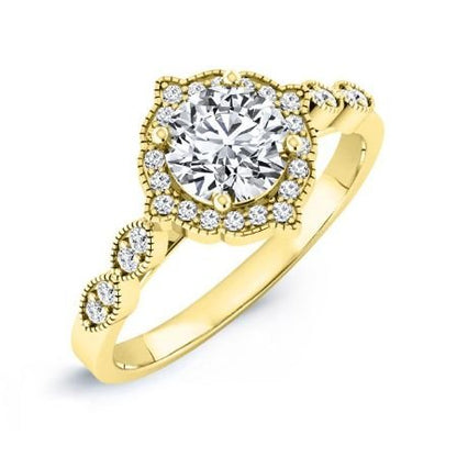 Petal Round Moissanite Bridal Set yellowgold