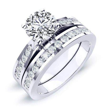 Petunia Round Moissanite Bridal Set whitegold