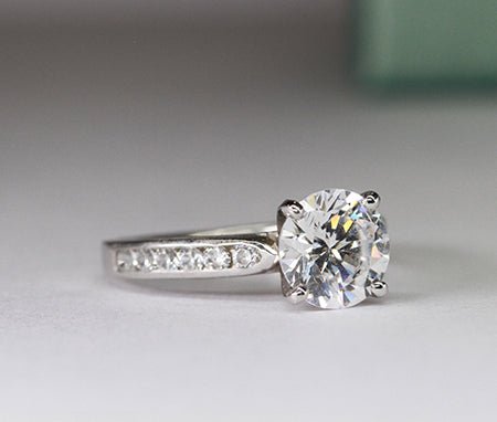 Petunia Round Moissanite Engagement Ring whitegold